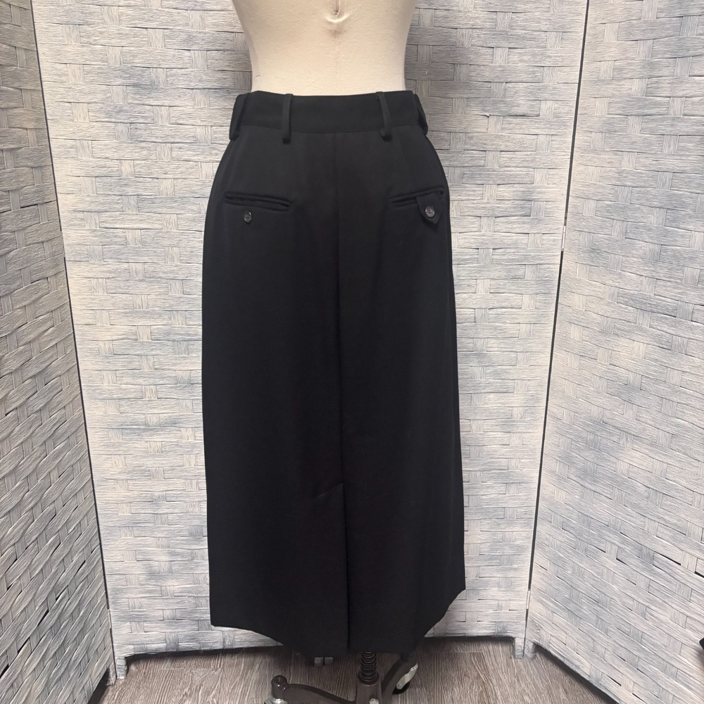 Ralph Lauren Size 10 Vintage 100% Wool Black Pleated High Waisted Midi Skirt USA - Picture 4 of 8